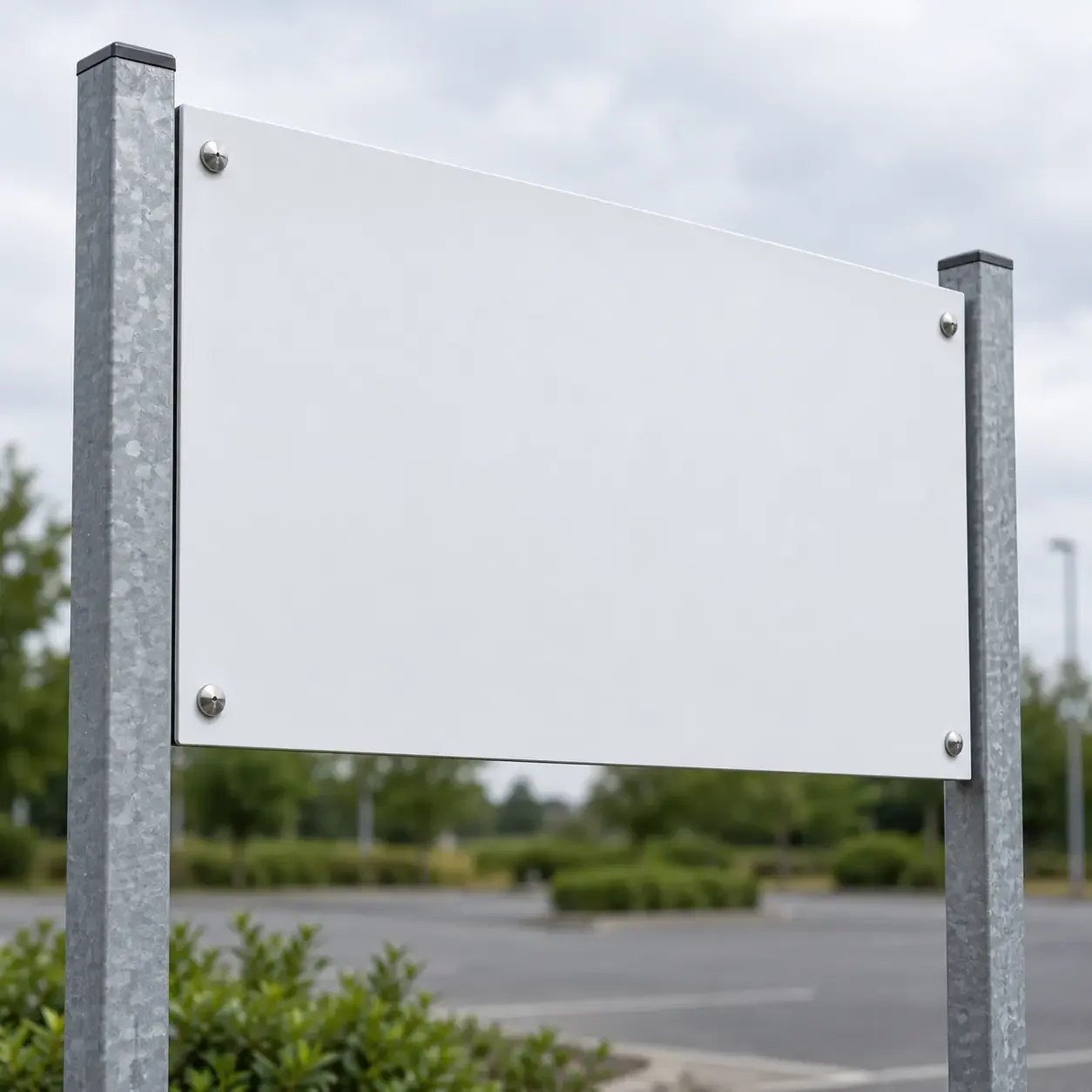 Metal sign, installed